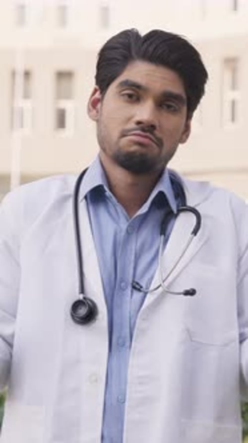 Young Doctor with Stethoscope in Urban Setting