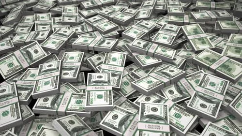 Falling Hundred Dollar Bill Stacks Animation