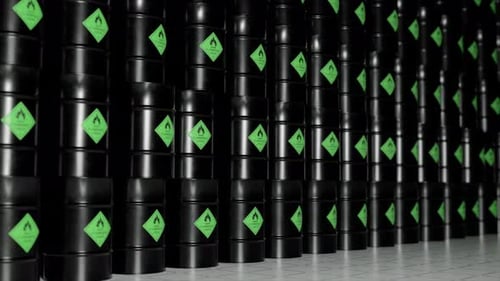 Barrels with Biological Toxic Substances Stand Next to Each Other