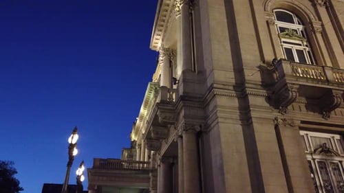 Iconic Colon Theater at Night in Buenos Aires Argentina blue skyline lights