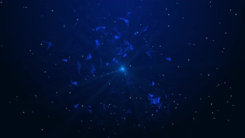 Digital Tunnel of Cyberspace with Particles and Lighting Technology Motion in a Cyber Space