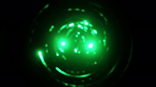 Green laser rays flashing blurry effect rotating vj loop 3d render. Particles moving for disco, dj