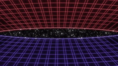 80's Synth Wave Style Retro Background, Loop Animation Of Futuristic Retro Grid. Futuristic Wire Fra
