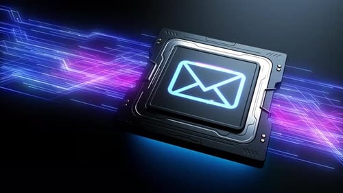 computer technology . the appearance of the E-mails icon on the processor.