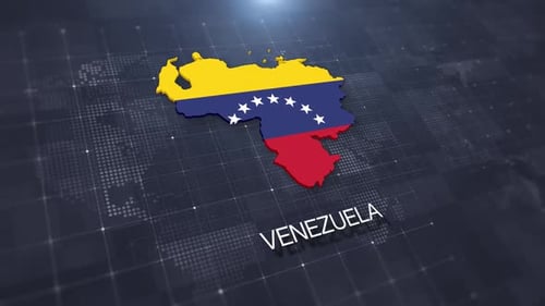Animated Venezuela Map With Flag On Digital Global Background