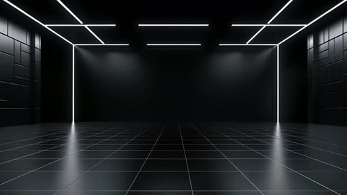Futuristic Grid Lines Logo Reveal in Dark Studio