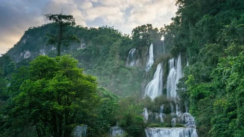 Time-lapse of Thi Lo Su Waterfall, Largest in Thailand, Umphang Wildlife Sanctuary