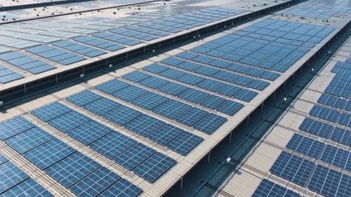 Cinematic And Majestic View Of Huge Solar Panels