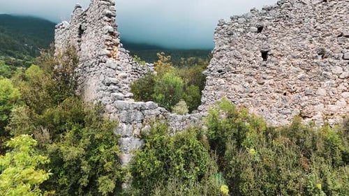 Aerial View of the Ruins of the Ancient Roman Kadrema Castle Located in the Gedelme Village and Moun