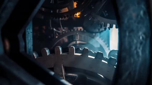 Gears In A Clock Tower Moving