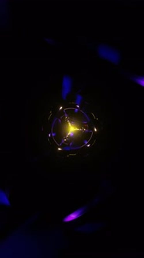 Vídeo vertical de formas flotantes y brillantes en un suave fondo VJ