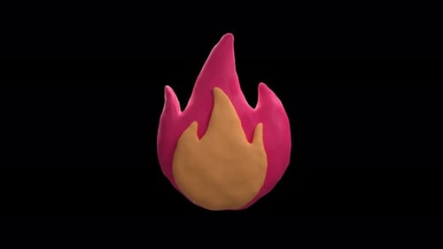3D Clay Style Fire Flame Trending Icon