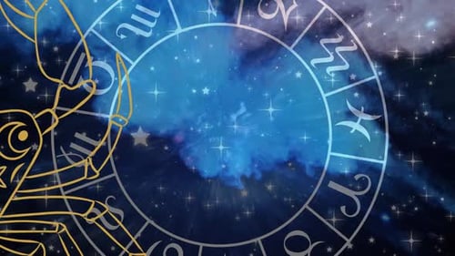 Cancer Zodiac Sign Reveal with Cosmic Background Animation