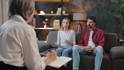 Man and Woman Visit Therapy to Handle Relationship Crisis