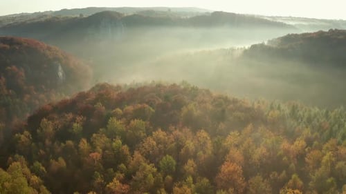 Aerial View Of fog mountain sunrise