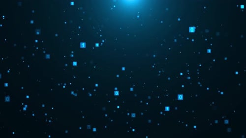 Futuristic Digital Binary Code Particles Background Loop