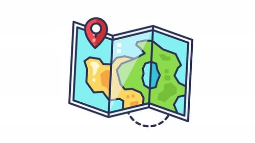 Map with pin marker looping animation