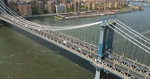Drone view of Manhattan Bridge, New York City, United States of America