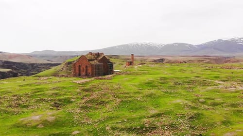 Ani Cathedral Panorama With Tourist