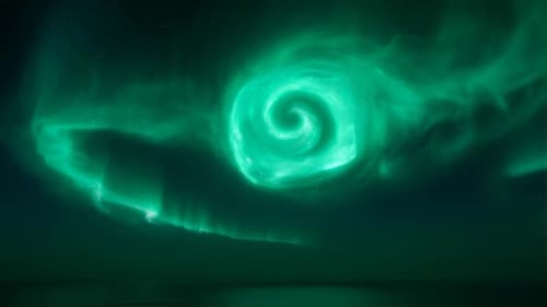Cinematic Northern Lights Animation Over Starry Night Sky