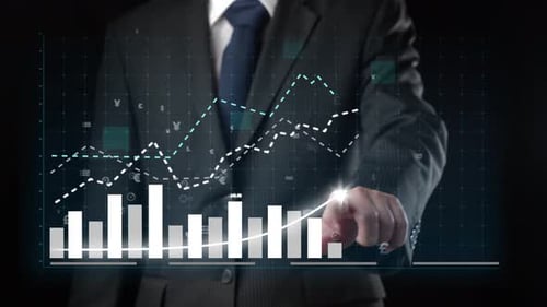 Businessman Analyzing Futuristic Financial Graph Display