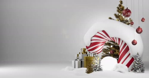 Animated Christmas Holiday Background with Snow and Presents