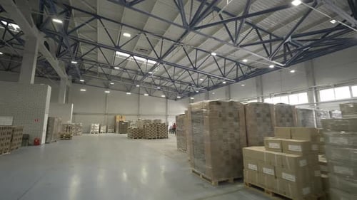 Paper Mill Workshop with Finished Materials in Form of Boxes