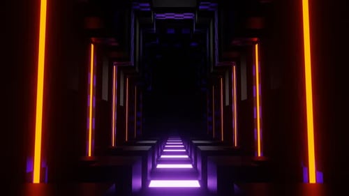 Orange And Purple And Black Geometric Shapes Indoors Background Vj Loop In 4K