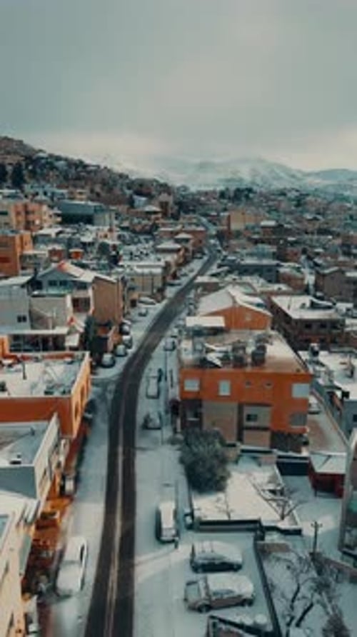 Winter snow covering Hermon mountain and Majdal Shams