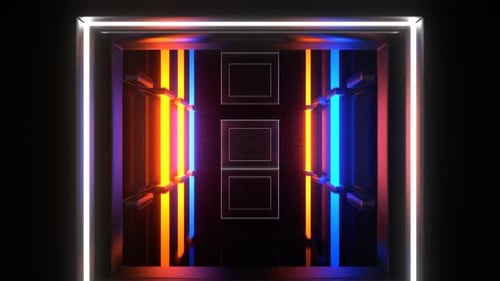 Blue And Orange Fast Flashing Light Strobe Neon Corridor Background Vj Loop In 4K