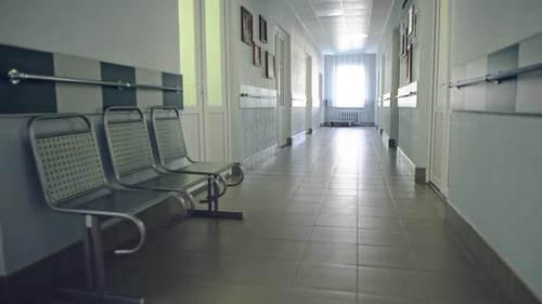 View of an Empty Corridor with Benches