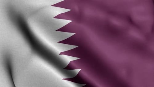 Realistic Qatar National Flag Waving in Wind