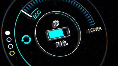 Futuristic Electric Car Battery Charging Interface Animation