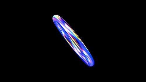 Irisierende, glänzende, futuristische 3D-Torus-Objektschleife in Neon-Optik per Drag-and-Drop auf transparentem Alpha