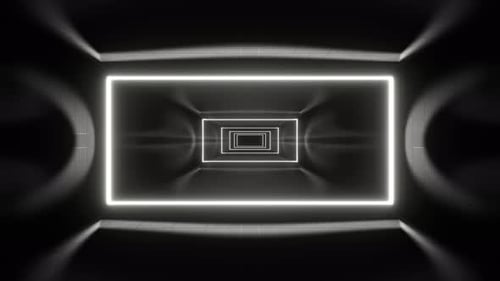 White Neon Frames Rotated Corridor Background Vj Loop In 4K