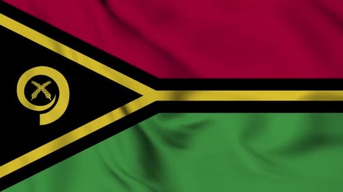 Vanuatu National Flag Waving Seamlessly with Realistic Fabric Motion