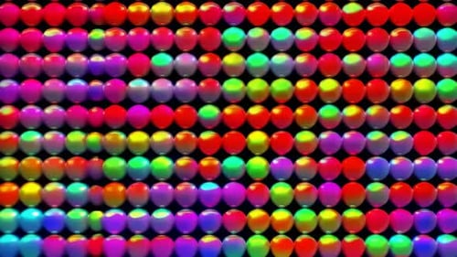 Colorful Glossy Spheres Moving In Grid Motion Background