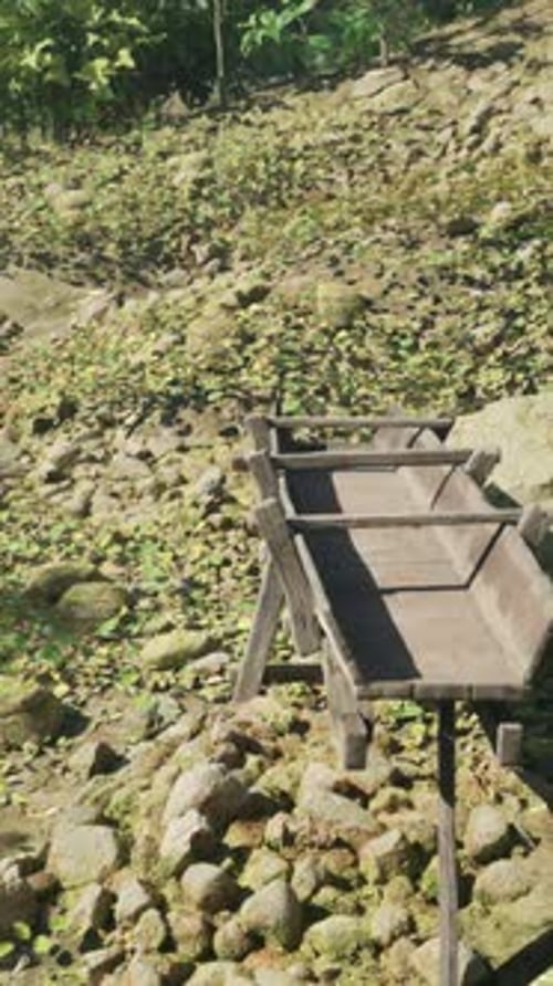 Primitive Water Supply System From Wooden Gutters