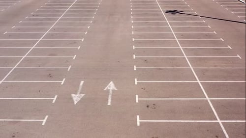 Aerial Drone footage over Empty Parkin lot