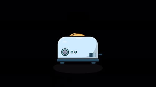 Flat Design Animated Toaster Making Toast Icon