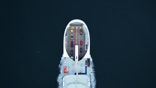 Passenger and Vehicle Ferry in Norwegian Fjord