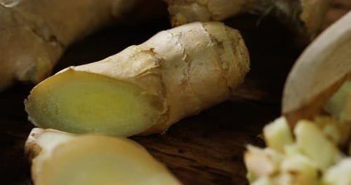 Fresh Ginger Root Cut and Minced