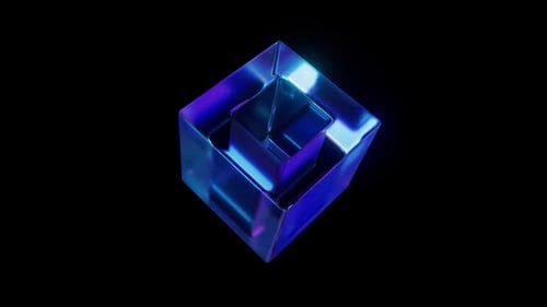 Abstract Glowing Neon Cube Seamless Loop