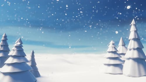 Animated Winter Forest with Falling Snow Loop