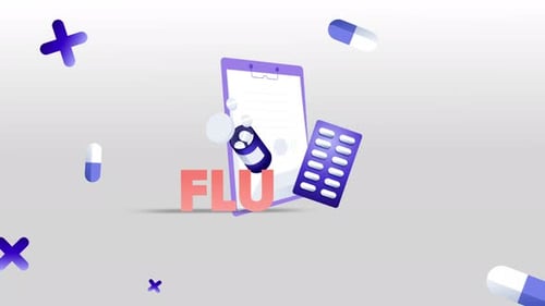 Infografik-Ikonen-Hintergrund für Medizin, Gesundheit, Grippe