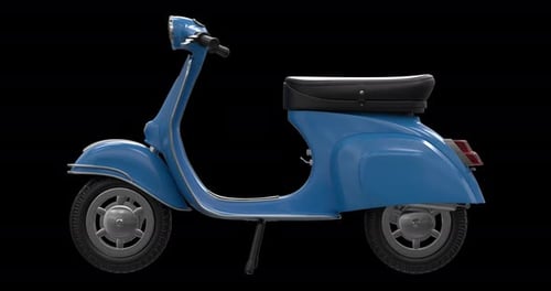 Animation de trottinette vintage — Rotation sur Alpha