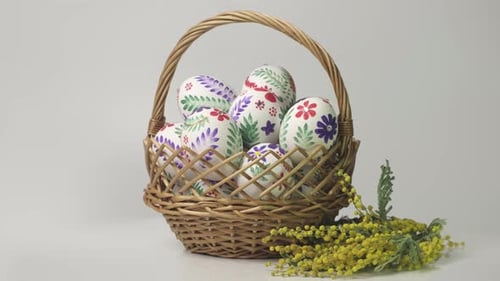 Colorful Easter eggs - traditional symbol for religious holiday
