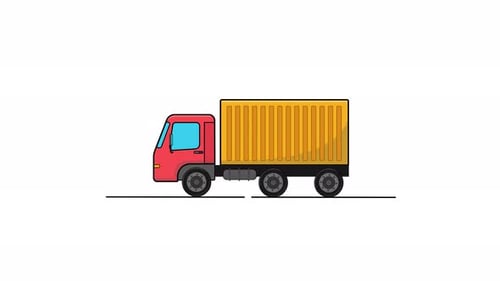 Animated Flat Design Cargo Truck Driving Loop