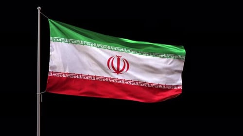Realistic Waving Flag of Iran on Alpha Channel Loop