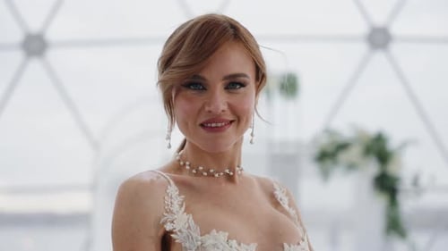 Beautiful Woman Smiling Wearing Wedding Gown